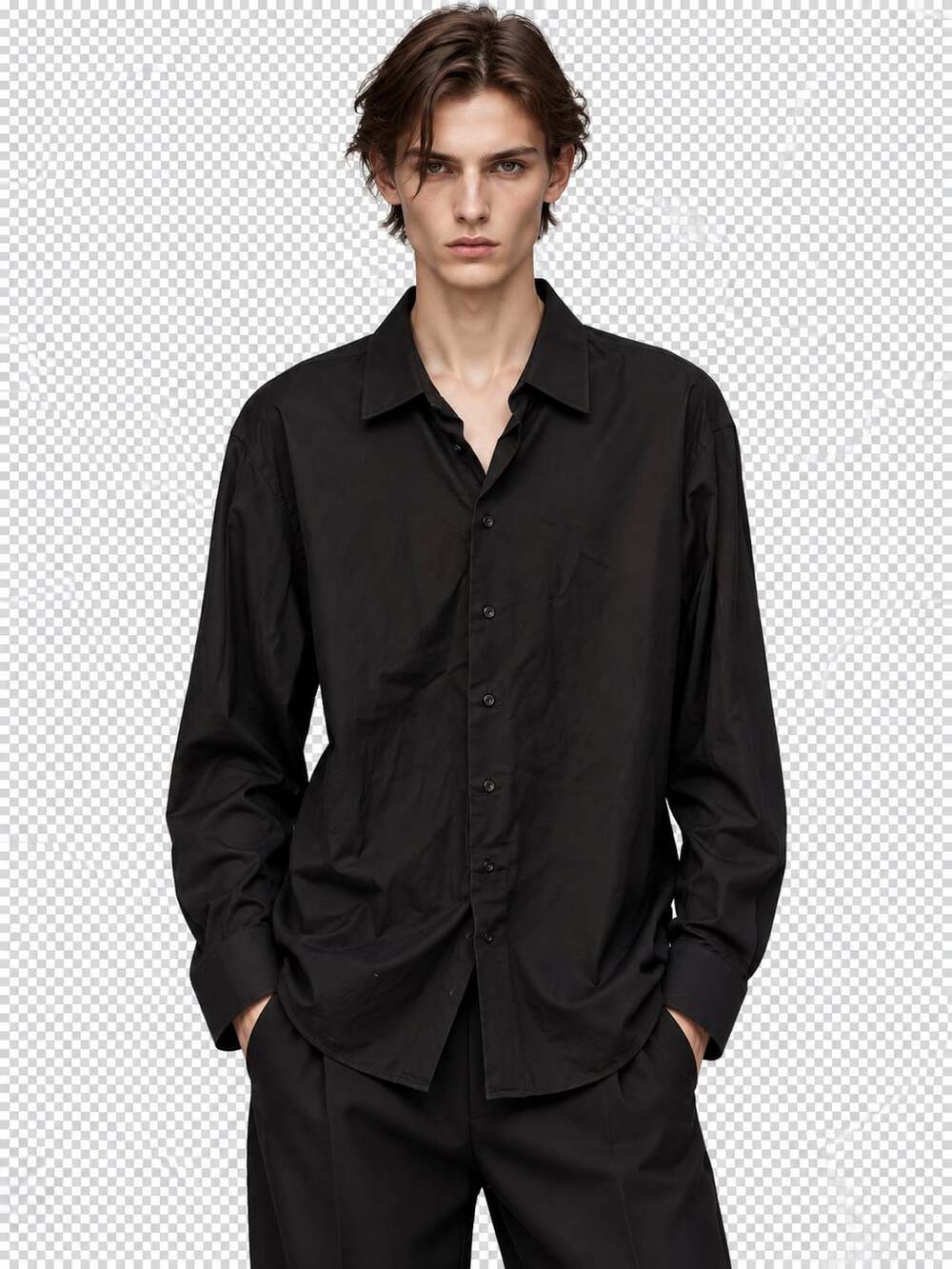 Armani Collezioni Black Long Sleeve Button Down Shirt Size 45/18